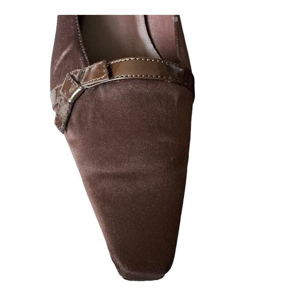 J. Loren Collection vintage brown fabric covered pumps with square toes size 8.5 - Picture 6 of 16